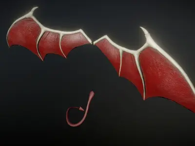 Demon Wings and Tail Low-Poly Low-poly 3D model purchase