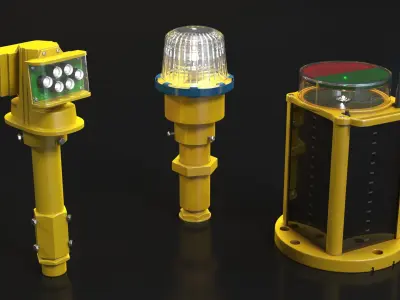 Airport Runway Light Set with Navigation Lamps 3D model