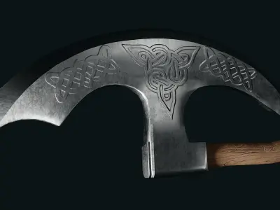 Pagan Battle axe Low-poly 3D model