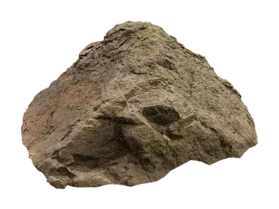  Warm Toned Mossy Jagged Large Rock Boulder Model 