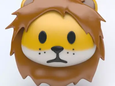 LION icon emoji Low-poly 3D model