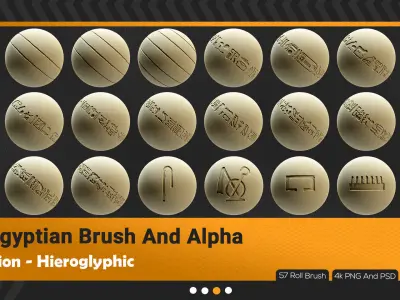 132 Egyptian Hieroglyphic RollBrush And Alpha 3D model