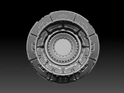 Sci-fi spaceship fighter jet engine flame nozzle 3D model