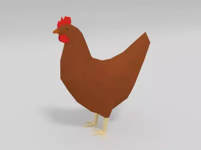 Low Poly Cartoon Chicken Low-poly 3D model