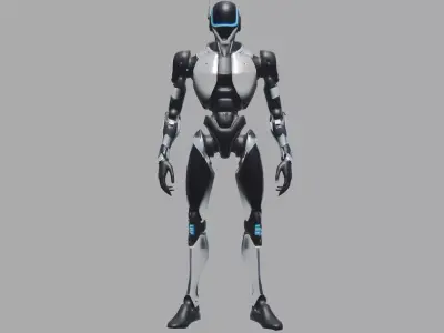 Sci Fi Black White Robot Low-poly 3D model