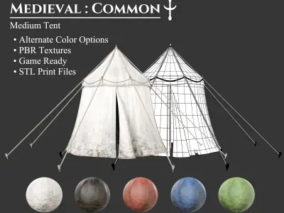 Medieval Common Camp Tent Medium Low-poly 3D model