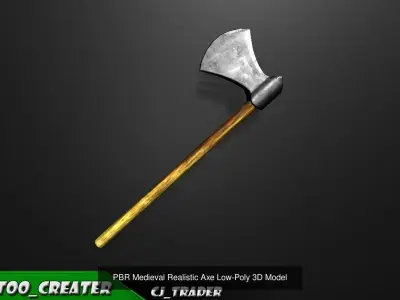 Medieval PBR Axe Collection Pack Low-Poly 3D Model 