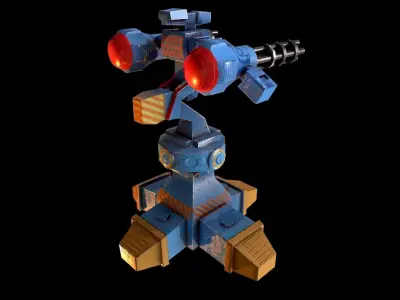 Machine Gun Turret Low-poly 3D model