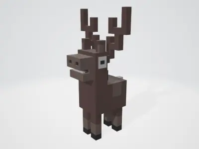 Crossy Road type game Reindeer and Rider Low-poly 3D model