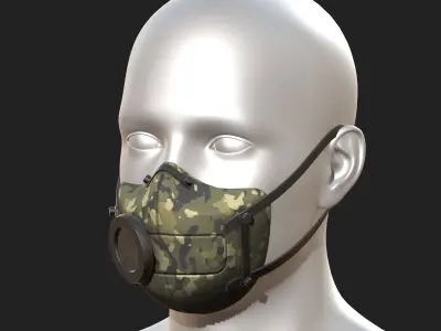 Gas mask protection futuristic protection safety  Low-poly 3D model