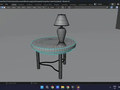 Living Room Furniture Asset Pack Sofa TV Lamp Tables Low-Poly 1 Low-poly 3D model