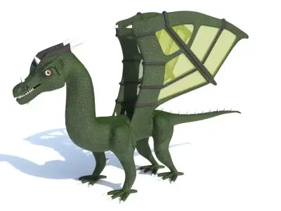 ugly midget green dragon Low-poly 3D model