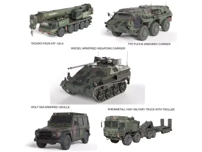 5 Military Vehicles Collection v6 Low-poly 3D model
