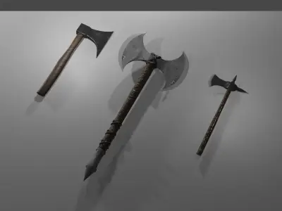 Medieval Axes Low-poly 3D model