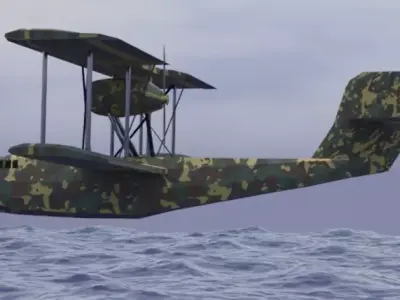 CAMS  37 airplane military camouflage Low-poly 3D model