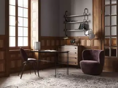 Wooden Interior Scene Free low-poly 3D model