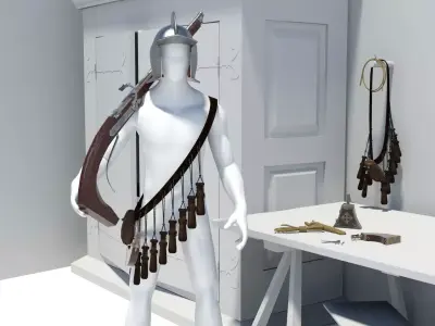 16th century Harquebusier equipment 3D Model Collection