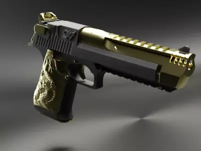 Gold Black 3D model Desert Eagle Guns Dragon Style Free 3D model