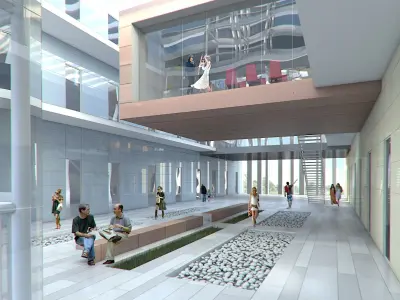 Public Hall Interior 02 Low-poly 3D model