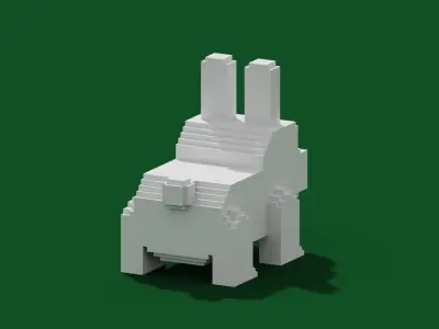 Voxel Rabbit Low-poly 3D model