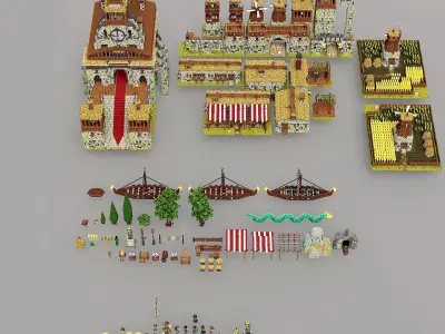 Voxel Orc Castle Asset Low-poly 3D model