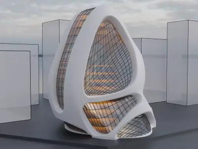 City Build futuristic Exterior Concept Scene 3D model Free 3D model