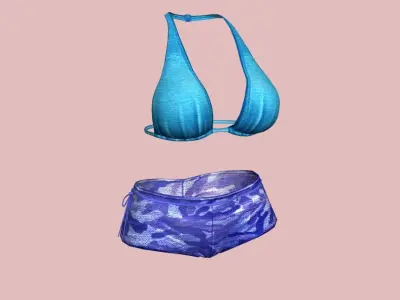 Sexy Blue Army Bikini Low-poly 3D model