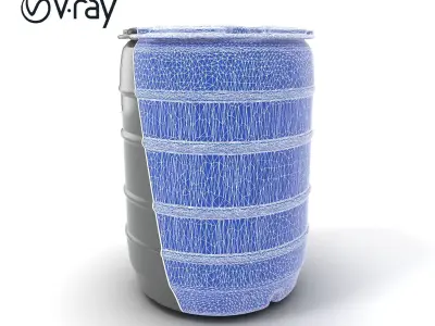 Plastic Drum Carbon Black Modular Base Model Pack Low-poly 3D model