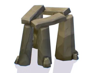 Handpaint Cartoon Stone Memorial Totem Symbol Low-poly 3D model