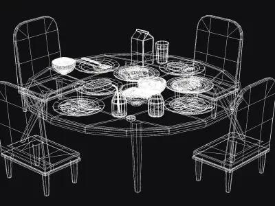 Family Meal Bundle Low-poly 3D model