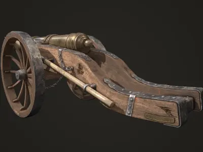 Cannon Louis XIV Medieval Low-poly 3D model