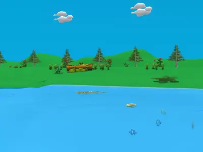 Low Poly Cartoon Nature Low-poly 3D model