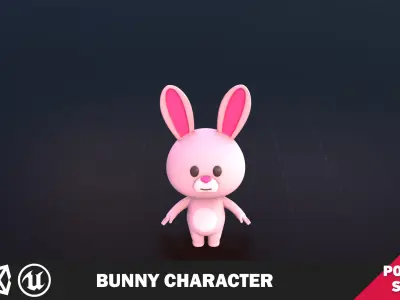 Funny Bunny Character Lowpoly Low-poly 3D model