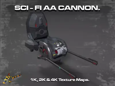 SCI FI AA CANNON Low-poly 3D model