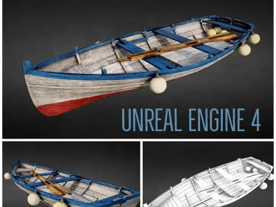 Old Fishing Rowing Boat 3D model