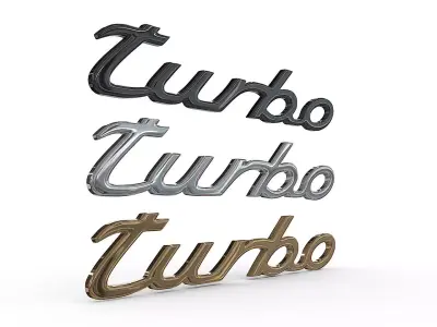 turbo Porsche emblem nameplate 3D model