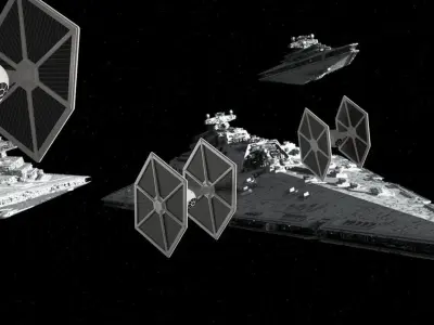 Star Wars Imperial Tie Fighter Low-poly 3D model