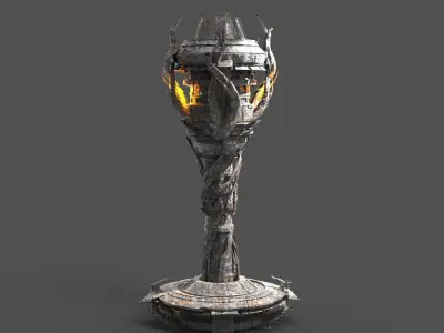 Dark Cthulhu Watchtower Torch City Low-poly 3D model