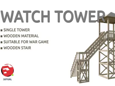 TOWER-1-WITH STAIR Low-poly 3D model