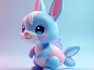 Aquabbit Creature 3D Model Whimsical Companion Low-poly 3D model