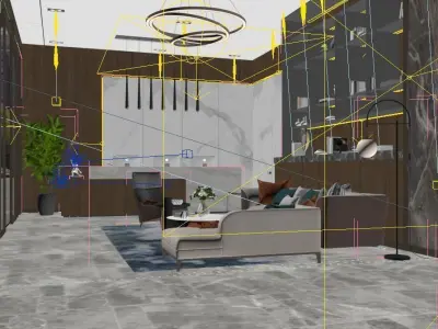 Modern Luxury Hotel Lobby Design 3D model