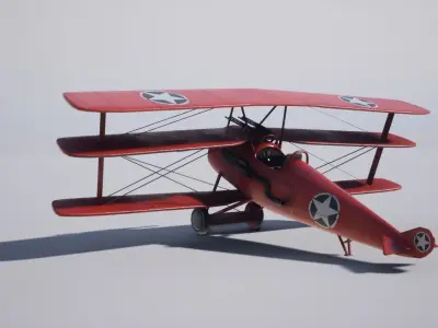 Military Triplane Low-poly 3D model