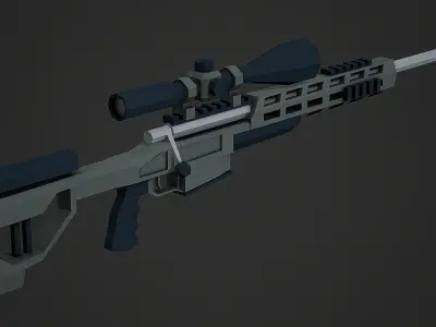 Stylized Orsis T-5000 Sniper Low Poly Mobile Ready Low-poly 3D model
