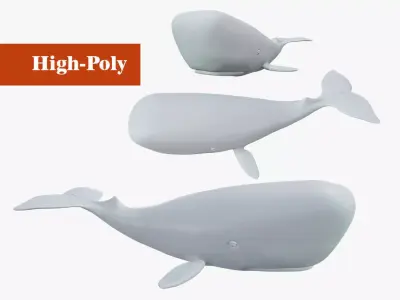 whale without textures sculpture  high-poly  3D model