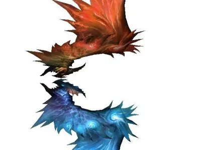 Blue-Red Dragon Wing Low-poly 3D model