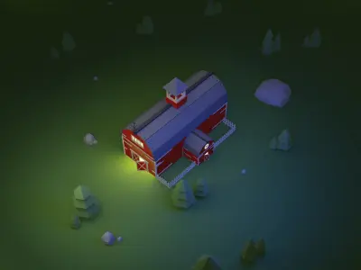 Farm Barn - Low poly farm barn model Free low-poly 3D model