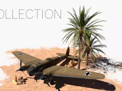 WW2 Afrika Korps Assets 3D Model Collection