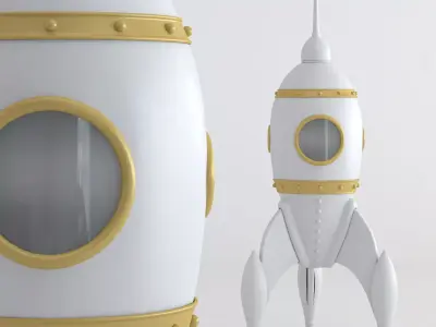 Spaceship among the space 3D model