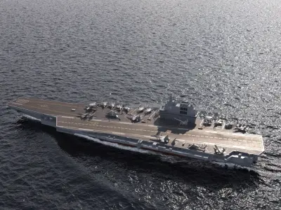 PLA NAVY Type 003 class aircraft carrier Fujian ship CV18 Low-poly 3D model