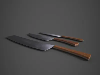 Medieval Knives Low-poly 3D model